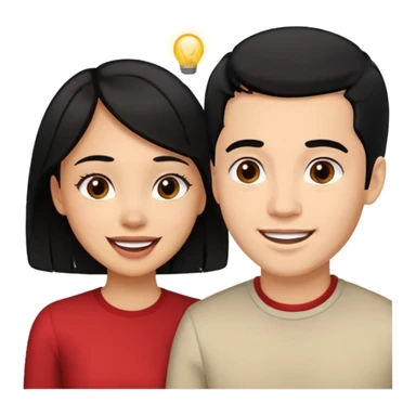 light skin black hair woman talking with a light skin black hair man, she's exited an he's happy, we're face to face sticker