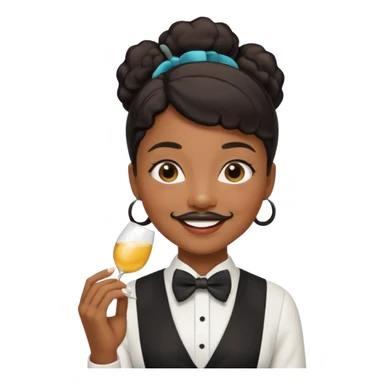 mustached black waiter woman sticker