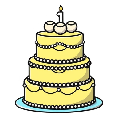 three-tier light pink cake decorated with pearls sticker