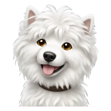 White fluffy dog with white spots and ears that stick up sticker