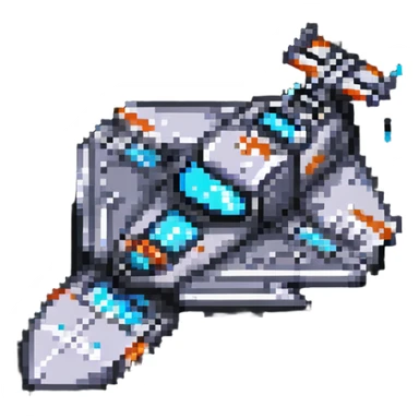 sleek pixel art spaceship cruiser sticker