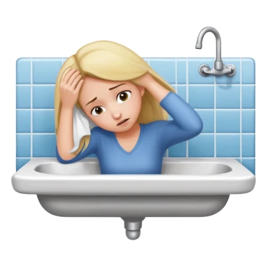 Girl bent over bathroom sink sticker