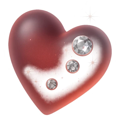 tiny red heart, pastel red enamel, sparkling gems, soft glowing effect, extra glitter accents, matte glass style sticker