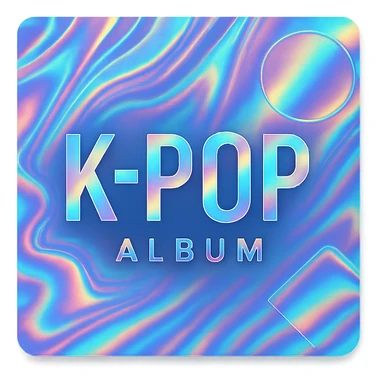 kpop album with holographic cover, trendy sticker