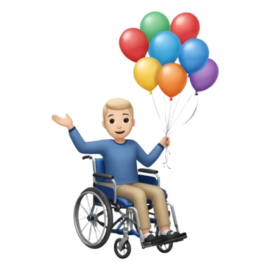Persona in sedia a rotelle appesa a dei palloncini sticker