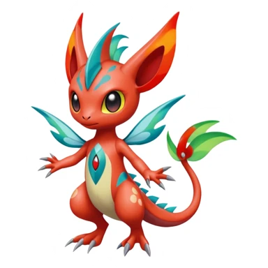 Splash-patterned emotional sparky sparky boom boom painful Meloetta-Guilmon-Salandit-Celebi-Pokémon-Fakémon-fusion-hybrid-creature sticker