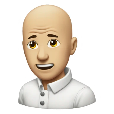 bald man with a ponytail punching a slap sticker