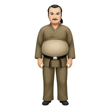 unhealthy steven segal full-body balding with ponytail. pot belly sticker