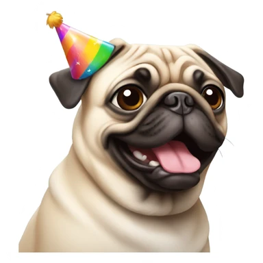 Pug wearing a birthday hat sticker