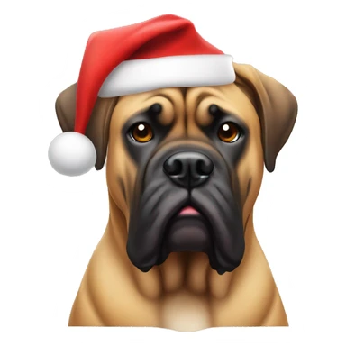 Cute Bullmastiff with Santa hat on sticker