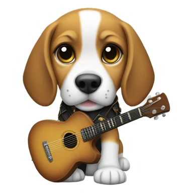 Beagle puppy with a warlock guitar sticker