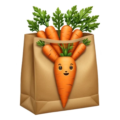 buy paper bag with carrot. Transparent background sticker