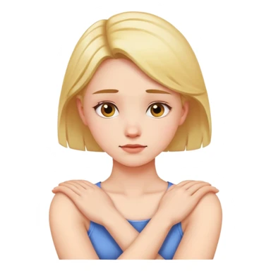 Girl crossing arm and holding neck  sticker