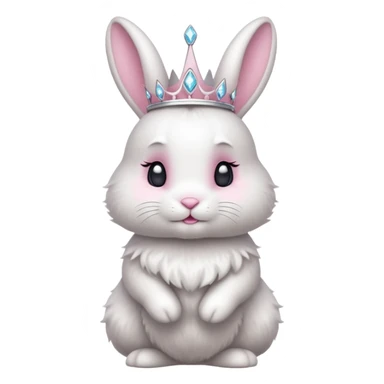 Rabbit King – fluffy white bunny with a small diamond tiara, standing
 sticker