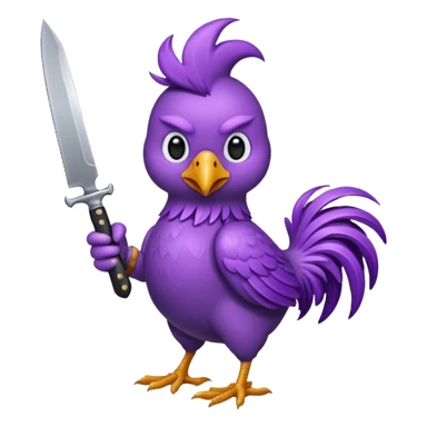 purple chicken holding knive sticker