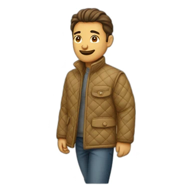 man walking with  quilted veste sticker