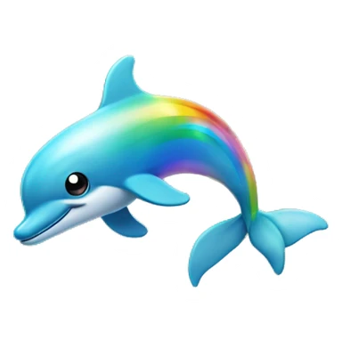 rainbow dolphin full body in air behind it a beautiful sea with rainbow clouds sticker