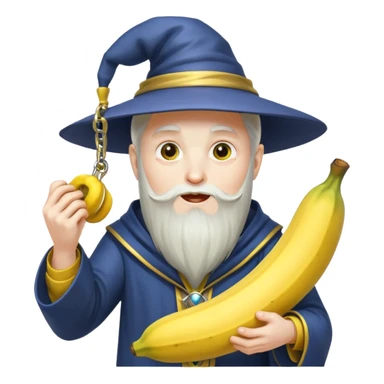 Wizard eating banana and working out with weights sticker
