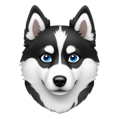 Pomsky black & white blue eyes sticker