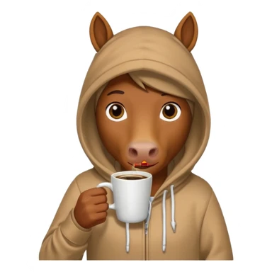  horse with hoodie character holding coffee sticker