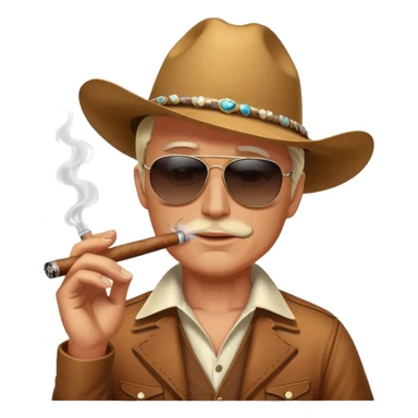 White guy Wearing a cowboy hat, smoking a cigar, sunglasses sticker