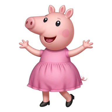 Peppa Pig with a big smile, dancing the Griddy sticker
