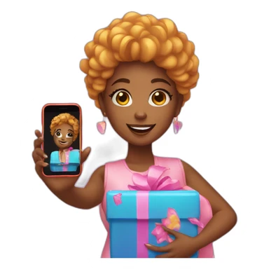 influencer taking a selfie with a bright box in her arms sticker