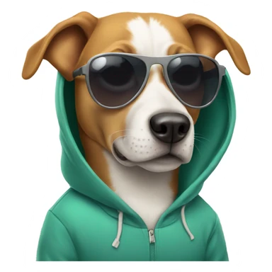 dog being chill and wearing sunglasses and a hoodie which says cool sticker