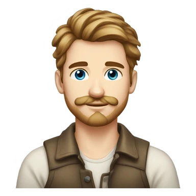 young polish man hair should be short, ears less protruding, mustache visible, very delicate beard, blue eyes, no background sticker