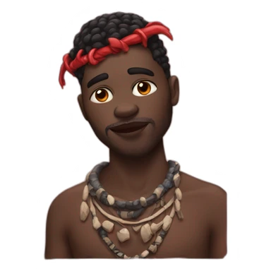 black man from tribe with bone on his head and big red lips sticker