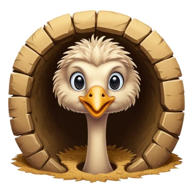 Ostrich with head inside a hole in the ground sticker