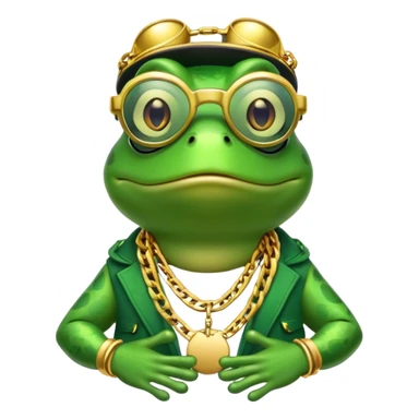 Rapper frog with chains and glasses sticker
