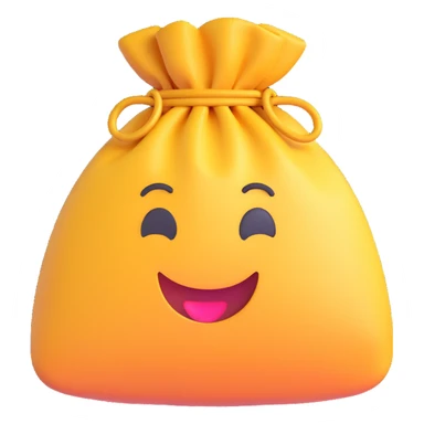 money bag icon, 3D emoji style, soft shading, playful sticker