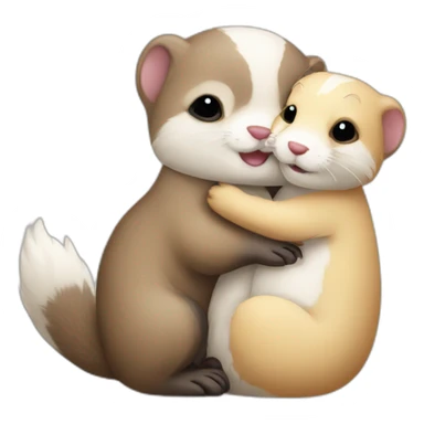 Ferrets hugging a rabbit sticker