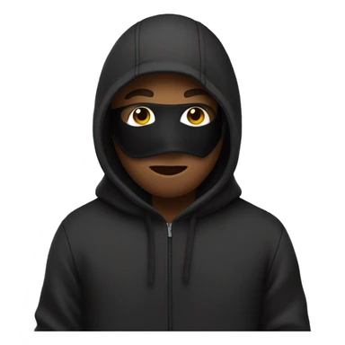 man wearing a black ski mask while wearing a hoodie with the hood on while putting his hands in his pocket sticker