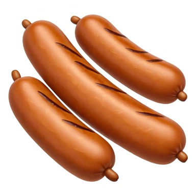 Three sausages linked together in the ends.
Apple emoji style sticker