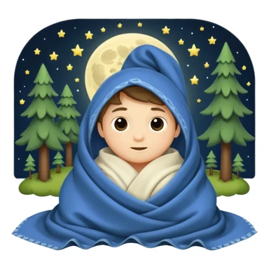 moon tucked into blanket by tiny forest alchemist sticker