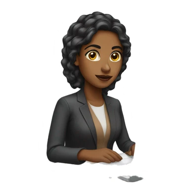 Brown girl working in office sticker
