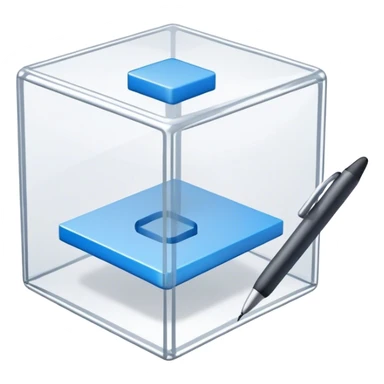 Create an emoji for 3D visualization and modeling. Show a 3D wireframe model or shape (e.g., a cube or sphere) with a design tool like a stylus or 3D rendering software interface. Use modern, professional colors. Do not include any emojis or smiley faces. Make the background transparent. sticker