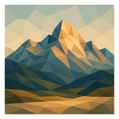 illustration of a mountain landscape made of geometric shapes in polygonal style sticker