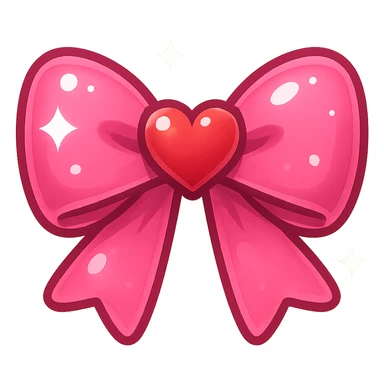bow emoji, cute and shiny, with a heart accent sticker