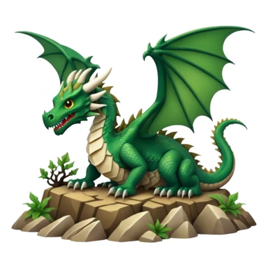A giant dragon sitting on a mountain looking at the other dragon that is cover in bones sticker