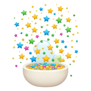 A playful cartoon-style progress bar filling up, with soft, rounded edges and a bubbly animation effect. As it reaches the max level, small stars or confetti pop out, making it feel fun and engaging sticker