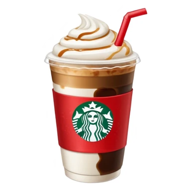 Starbucks iced espresso with milk and the cup has red ribbons printed on it sticker