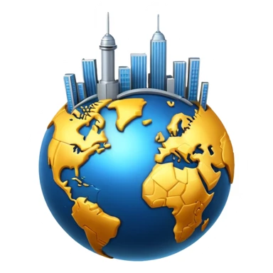 3d planet earth with building sticker