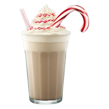 Iced white chocolate peppermint mocha in a festive glass with a candy cane straw sticker