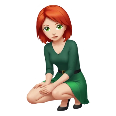 Woman with green eyes and red hair kneeled down  sticker