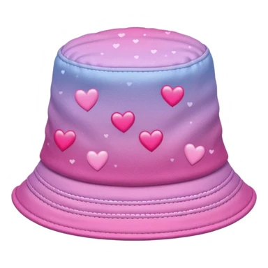 Pink ombre bucket hat with hearts and glitter sticker