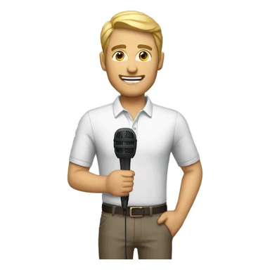 man news reporter with microphone in casual clothing sticker