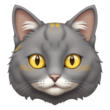 A gray cat with yellow eyes named max he is very cute and has a white spot on his neck sticker